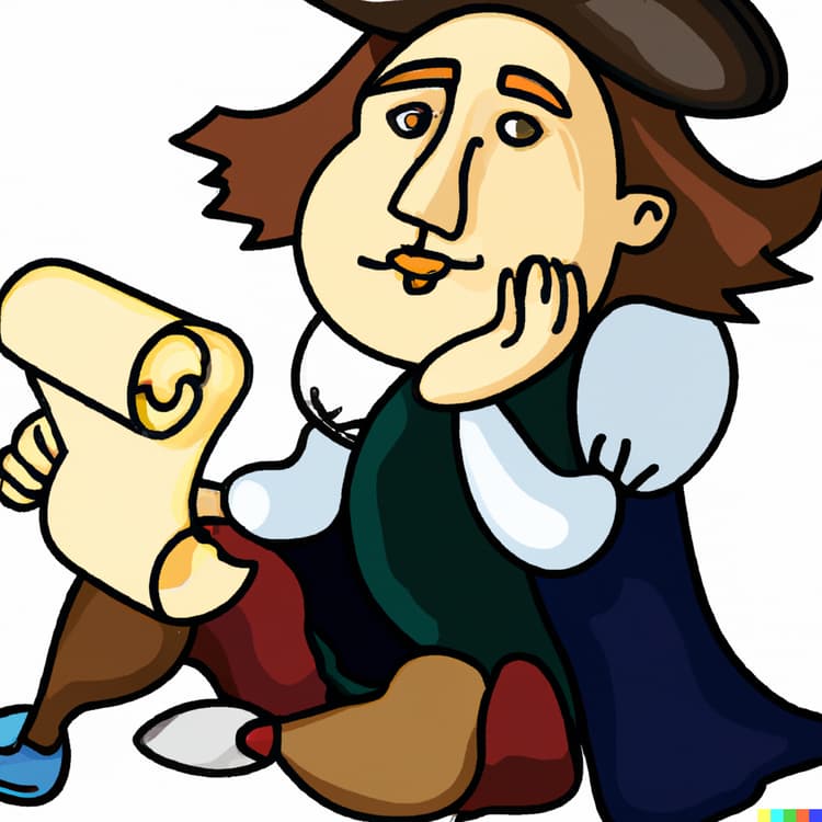 DALL·E 2023-01-13 05.18.26 - a renaissance poet sitting over a piece of parchment thinking, funny, cartoon